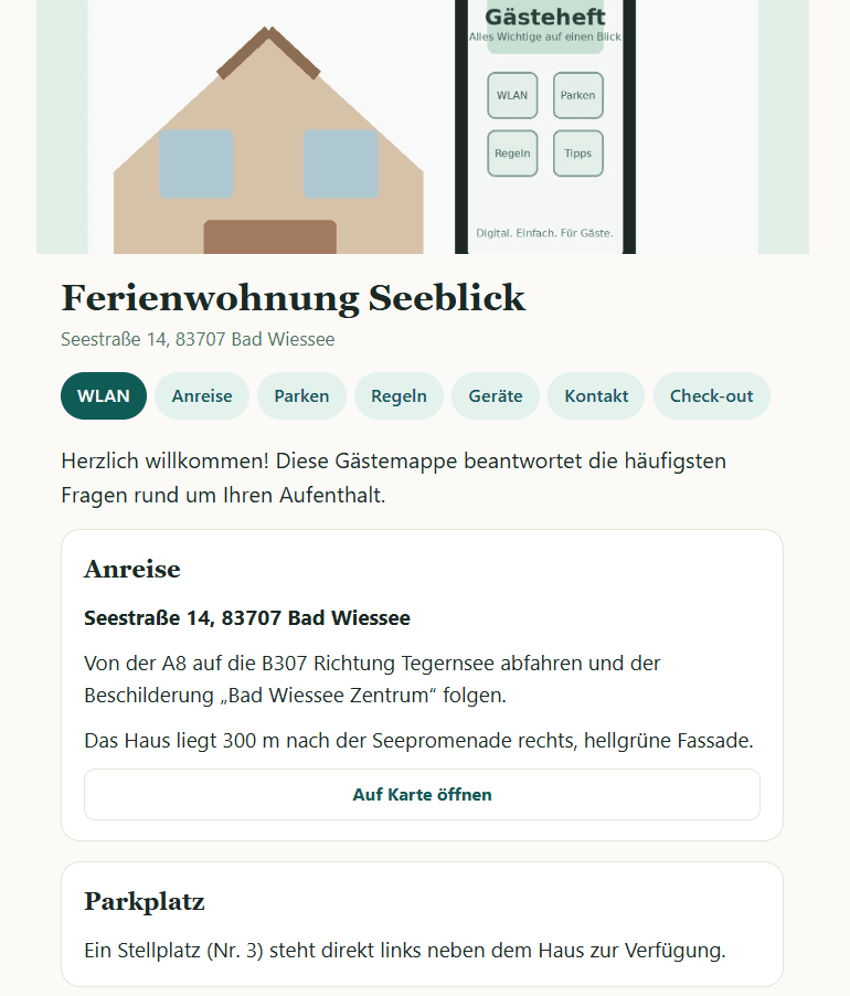 Screenshot von Gästeheft